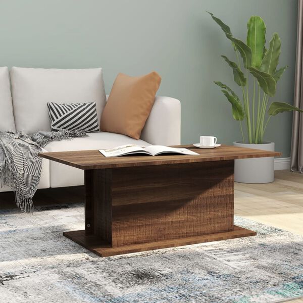 vidaXL Table basse ch&ecirc;ne marron 102x55,5x40 cm bois d'ing&eacute;nierie