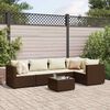 vidaXL Salon de jardin 6 pcs avec coussins Marron R&eacute;sine tress&eacute;e