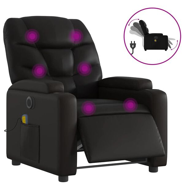 vidaXL Fauteuil inclinable de massage &eacute;lectrique noir similicuir