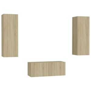 vidaXL Ensemble de meubles TV 3 pcs Ch&ecirc;ne sonoma Bois d'ing&eacute;nierie