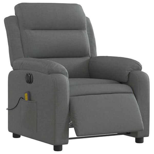 vidaXL Fauteuil inclinable de massage &eacute;lectrique gris fonc&eacute; tissu