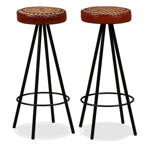 vidaXL Tabourets de bar lot de 2 cuir v&eacute;ritable