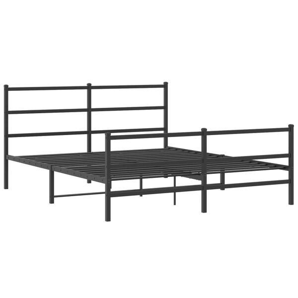 vidaXL Cadre de lit m&eacute;tal sans matelas avec pied de lit noir 150x200cm