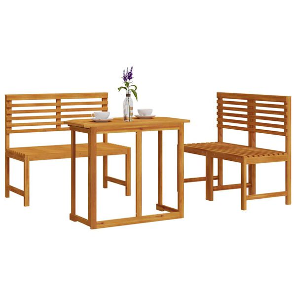 vidaXL Ensemble bistro de jardin 3 pcs Marron Bois d'Acacia Massif