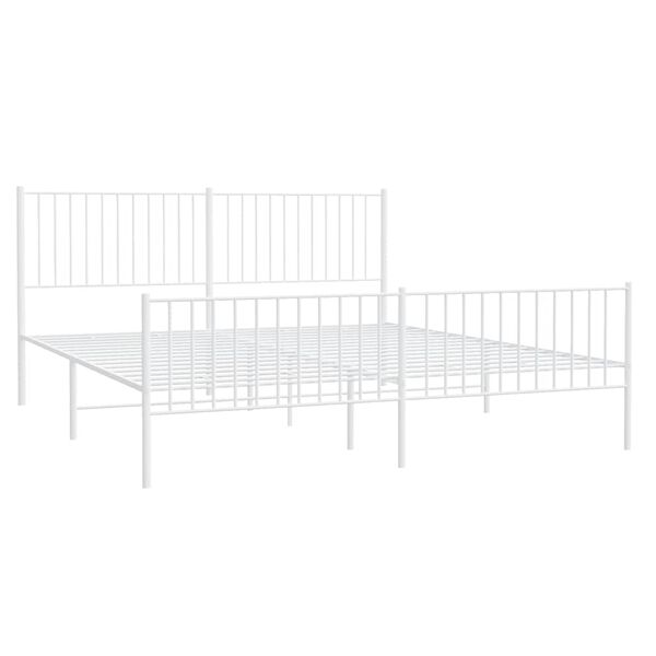 vidaXL Cadre de lit m&eacute;tal sans matelas et pied de lit blanc 183x213 cm