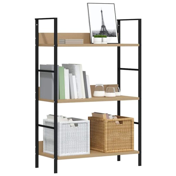 vidaXL Biblioth&egrave;que &agrave; 3 niveaux ch&ecirc;ne 60x27,6x90,5cm bois d'ing&eacute;nierie