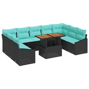 vidaXL Ensemble de salle &agrave; manger pour jardin 10 pcs Noir et Sarcelle