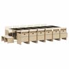 vidaXL Ensemble &agrave; manger de jardin et coussins 17 pcs beige
