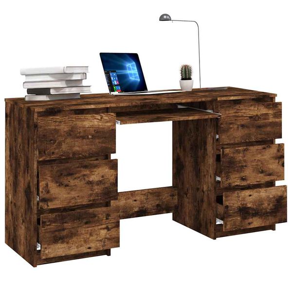 vidaXL Bureau Chêne fumé 140x50x77 cm Bois d'ingénierie