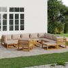 vidaXL Salon de jardin 12 pcs avec coussins taupe bois massif