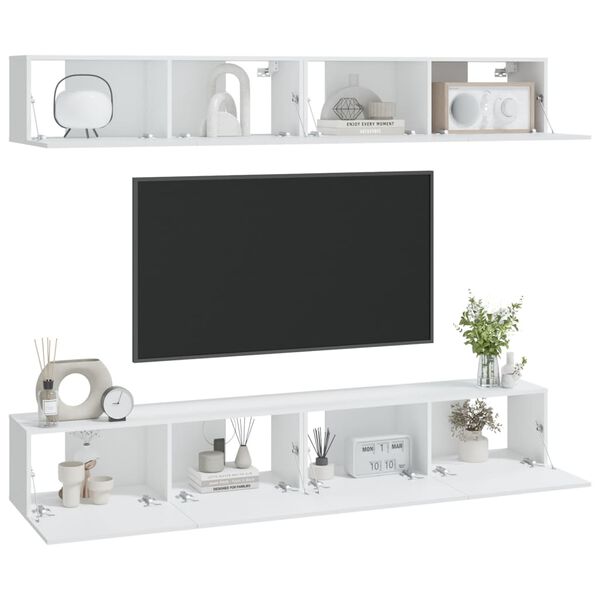 vidaXL Meubles TV muraux 4 pcs blanc 100x30x30 cm