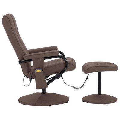 vidaXL Fauteuil inclinable de massage avec repose-pieds marron tissu