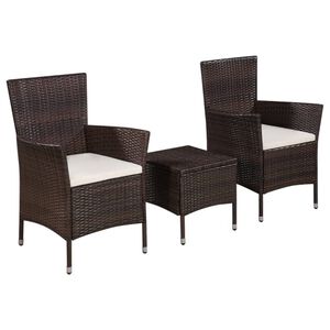 vidaXL Mobilier de bistro 3 pcs R&eacute;sine tress&eacute;e Marron
