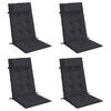 vidaXL Coussins de chaise &agrave; dossier haut lot de 4 noir tissu oxford