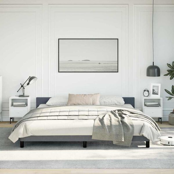 vidaXL Cadre de lit sans matelas gris foncé king velours