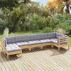 vidaXL Salon de jardin 7 pcs avec coussins gris bois de pin massif