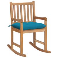 vidaXL Chaise à bascule avec coussin bleu clair Bois de teck solide