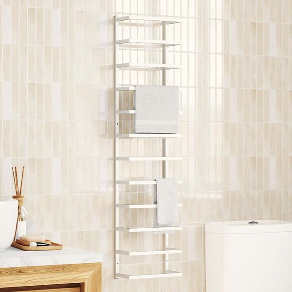 vidaXL Porte-serviette Blanc 24x12x96 cm Acier