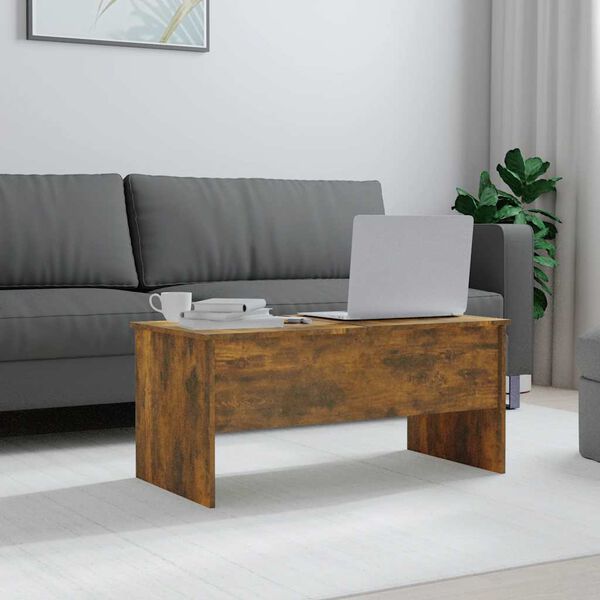 vidaXL Table basse Ch&ecirc;ne fum&eacute; 102x50,5x46,5 cm Bois d'ing&eacute;nierie