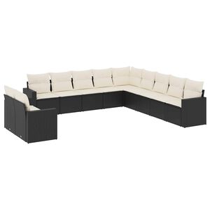 vidaXL Salon de jardin 11 pcs avec coussins noir r&eacute;sine tress&eacute;e