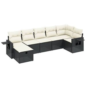 vidaXL Salon de jardin 7 pcs avec coussins noir r&eacute;sine tress&eacute;e