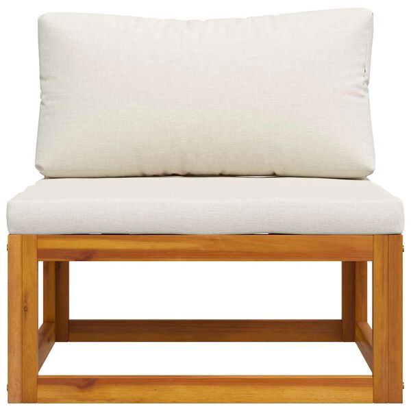 vidaXL Canap&eacute; central sectionnel et coussin blanc cr&egrave;me Bois d'acacia