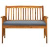 vidaXL Banc de jardin avec coussin 119 cm Bois solide d'acacia
