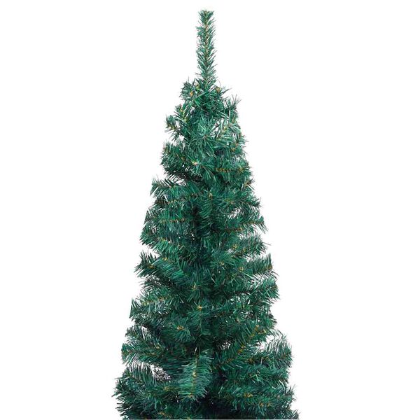 vidaXL Sapin de No&euml;l artificiel mince pr&eacute;-&eacute;clair&eacute; et boules vert 120cm