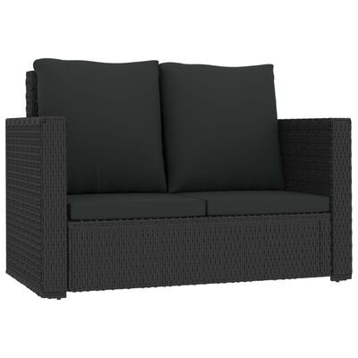 vidaXL Salon de jardin 2 pcs avec coussins résine tressée noir