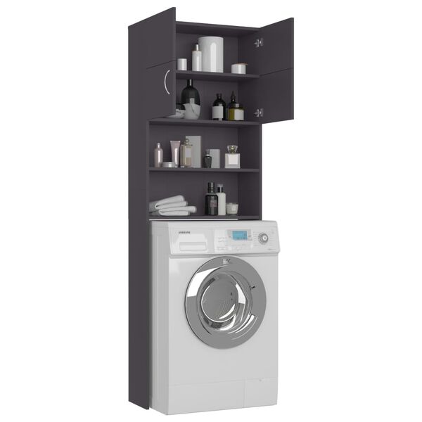 vidaXL Meuble pour machine &agrave; laver Gris 64 x 25,5 x 190 cm Agglom&eacute;r&eacute;