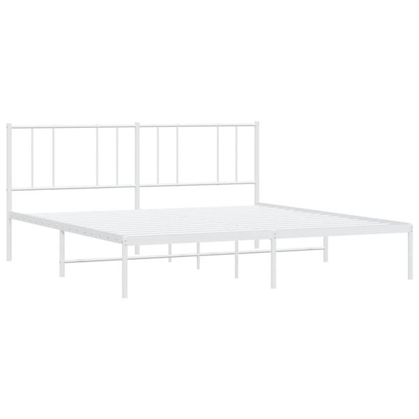 vidaXL Cadre de lit m&eacute;tal sans matelas et t&ecirc;te de lit blanc 183x213 cm