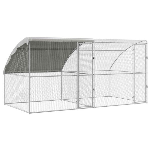vidaXL Cage &agrave; poules 2 pcs Argent&eacute; 400 x 200 x 200 cm Acier et PE