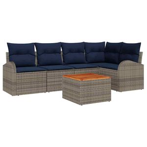 vidaXL Ensemble de canap&eacute; de jardin avec coussin 6 pcs Gris polyrotin