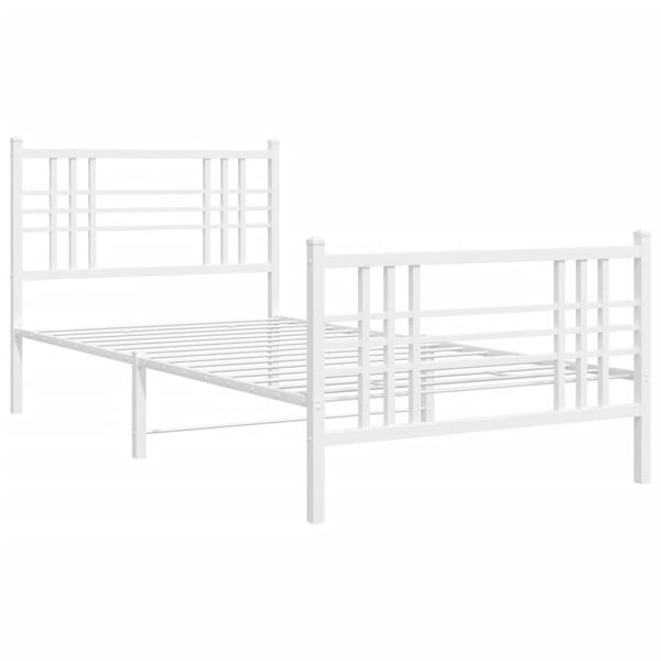 vidaXL Cadre de lit métal sans matelas et pied de lit blanc 100x200 cm
