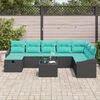 vidaXL Ensemble de canap&eacute; de jardin avec coussin 9 pcs Noir Poly rotin