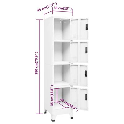 vidaXL Armoire à casiers Blanc 38x45x180 cm Acier