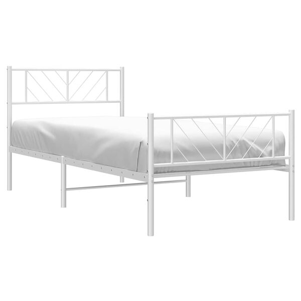 vidaXL Cadre de lit m&eacute;tal sans matelas et pied de lit blanc 100x200 cm