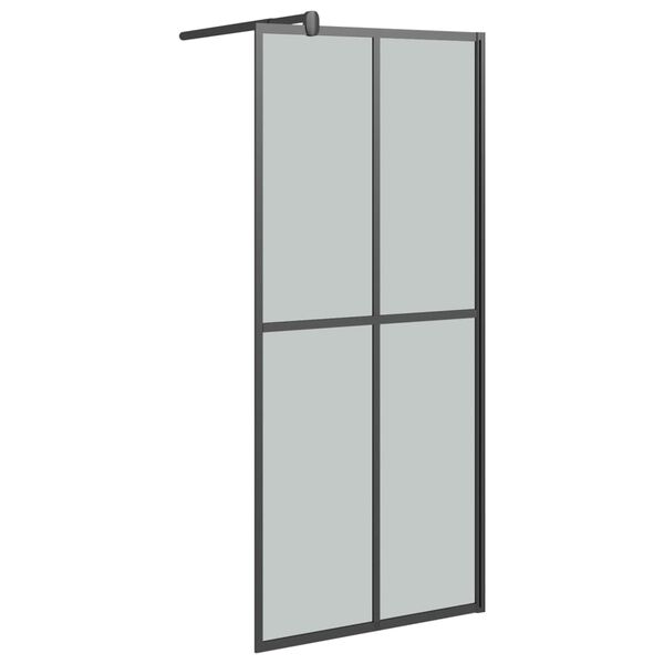 vidaXL Paroi de douche avec étagère Noir 80x195 cm Verre ESG&Aluminium