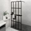 vidaXL Paroi de douche avec &eacute;tag&egrave;re Noir 100x195cm Verre ESG&Aluminium