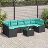 vidaXL Ensemble de Canap&eacute;s 8 pcs Noir et turquoise polyrotin
