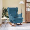 vidaXL Fauteuil &agrave; bascule &agrave; oreilles en velours bleu bois massif