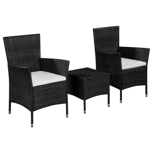 vidaXL Ensemble de bistro 3 pcs R&eacute;sine tress&eacute;e Noir