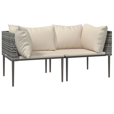 vidaXL Salon de jardin 3 pcs avec coussins Gris Résine tressée