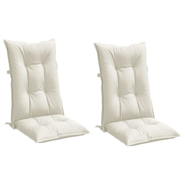 vidaXL Coussins de chaise &agrave; dossier haut lot de 2 cr&egrave;me m&eacute;lang&eacute; tissu