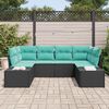 vidaXL Ensemble de canap&eacute; de jardin avec coussin 6 pcs Noir polyrotin