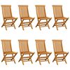 vidaXL Chaises de jardin et coussins bleu lot de 8 Bois de teck massif