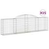 vidaXL Paniers &agrave; gabions arqu&eacute;s 15 pcs 300x30x80/100 cm fer galvanis&eacute;