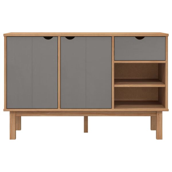 vidaXL Buffet OTTA Marron et gris 114x43x73,5 cm Bois massif pin
