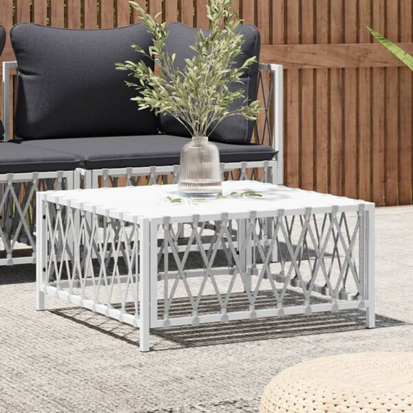 vidaXL Table de jardin blanc 70x70x34 cm tissu tissé