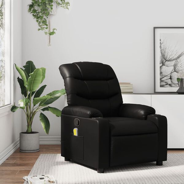 vidaXL Fauteuil de massage inclinable noir similicuir